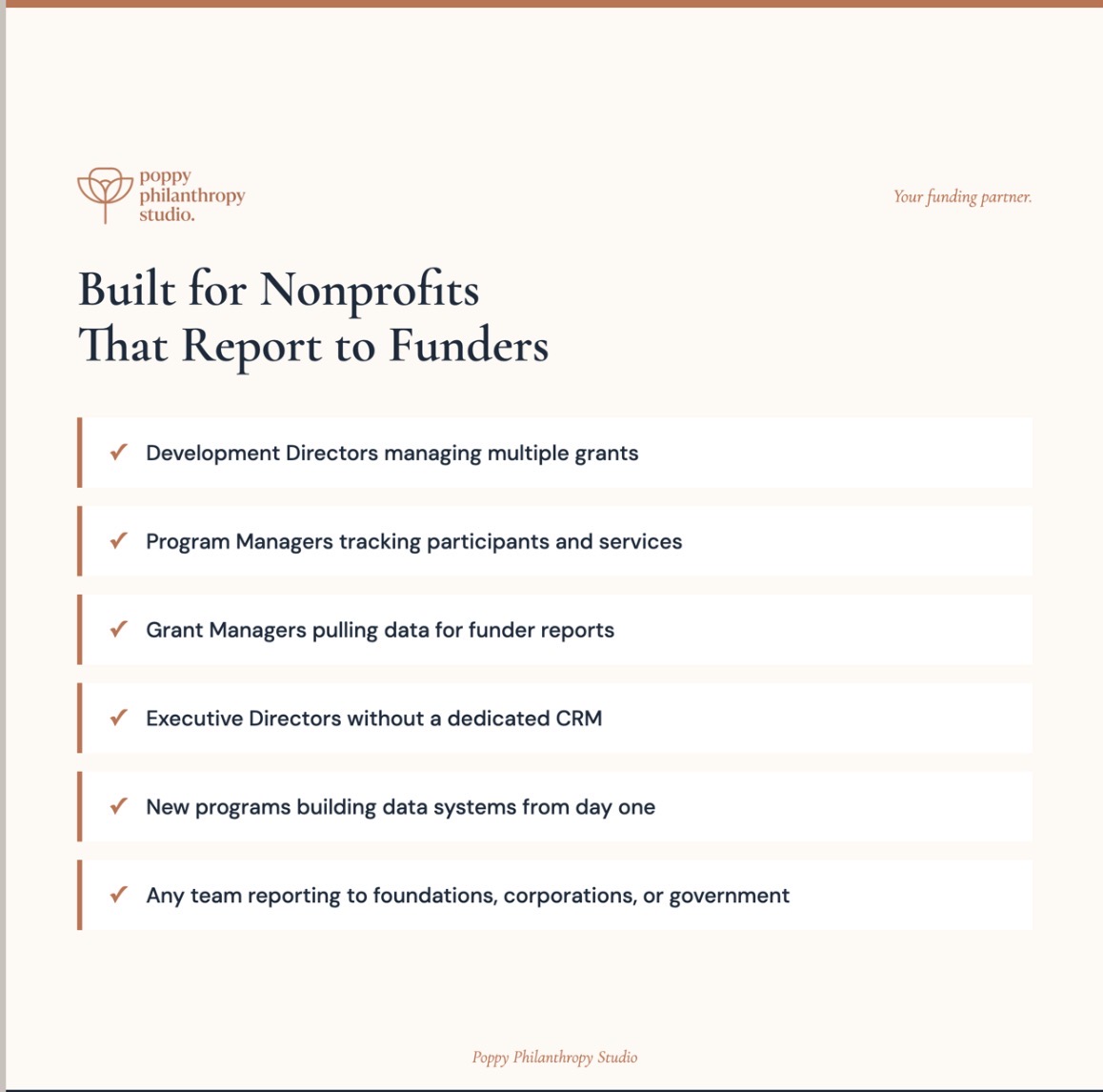 Built for Nonprofits That Report to Funders